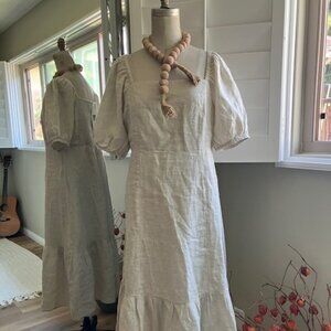 Garnet Hill Puff Sleeve Midi Dress